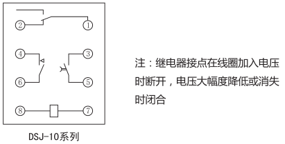 DSJ-12斷電延時(shí)時(shí)間繼電器內(nèi)部接線(xiàn)及外引接線(xiàn)圖(背視圖)圖片